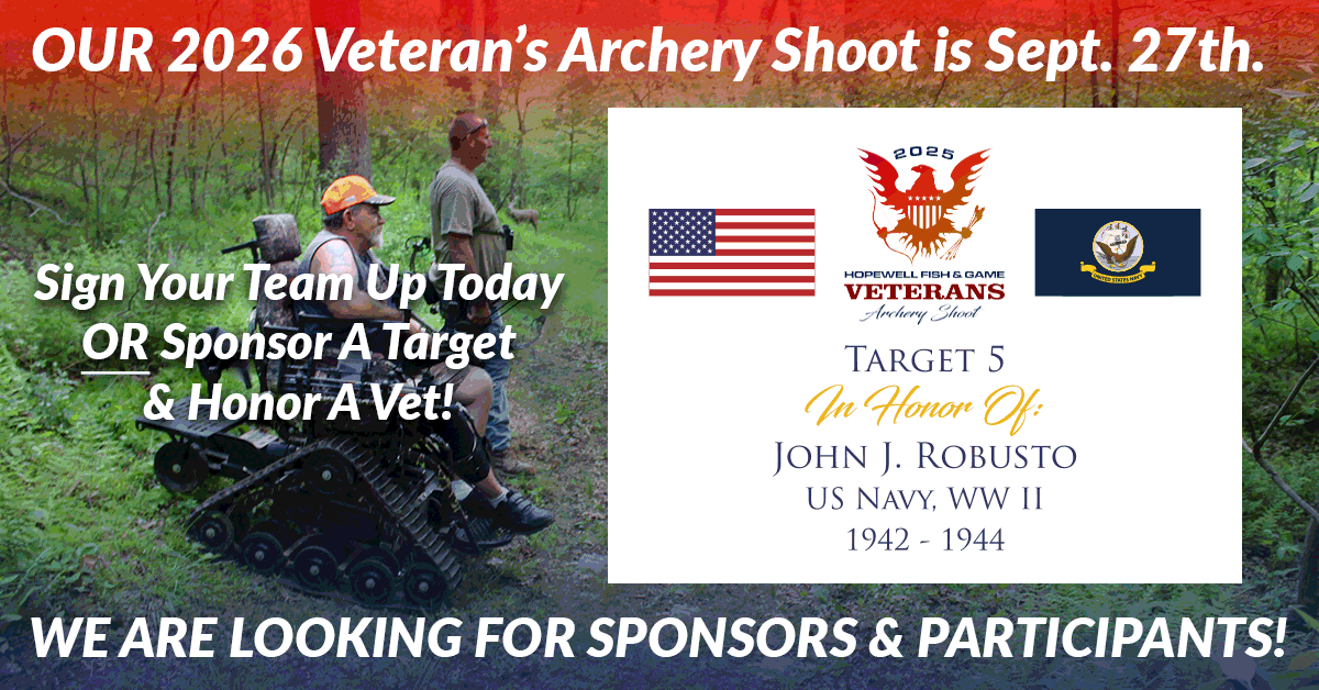 Pennsylvania Longbow Traditional Archery Shoot at HOPEWELL FISH AND GAME ASSOCIATION AUGUST 14th, 15th, 16th at 5456 Austin Lane, Stewartstown, PA 17363